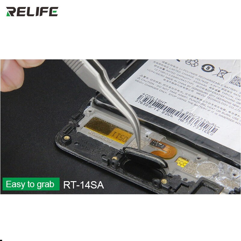 Sunshine Relife RT-14SA Gebogen Pincet Rechte Tip Anti-Statische Precisie Roestvrij Staal Tang Telefoon Pc Reparatie Handgereedschap