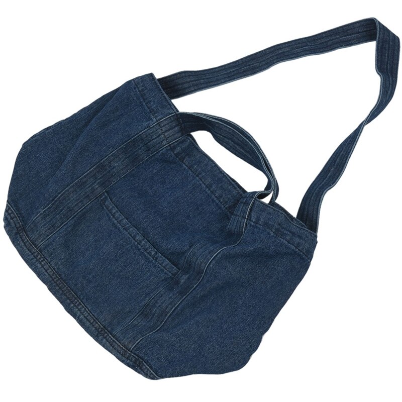 Denim Slouch Borsa Casual Jean Borsa In Tessuto Per Il Tempo Libero Coreano di Modo di Stile Giapponese sacchetto del Messaggero di Modo Top-Handle Bag, navy Blu