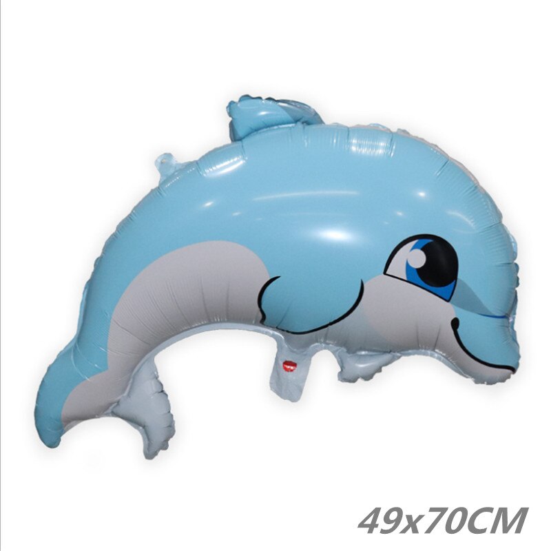 Globos decorativos para de cumpleaños de niños, película de aluminio de animales marinos, bonitos dibujos animados