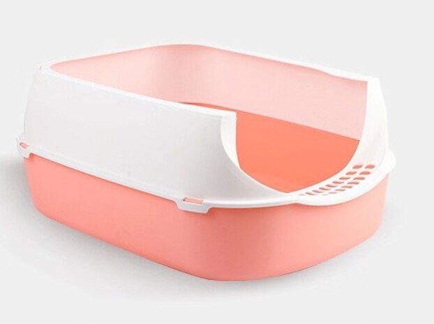 Cat Litter Box Pet Kitten Plastic Clean Basin Bedpan Indoor Puppy Kitten Anti Splash Toilet Pet Deodorant Fully closed Sandbox: Style B-pink