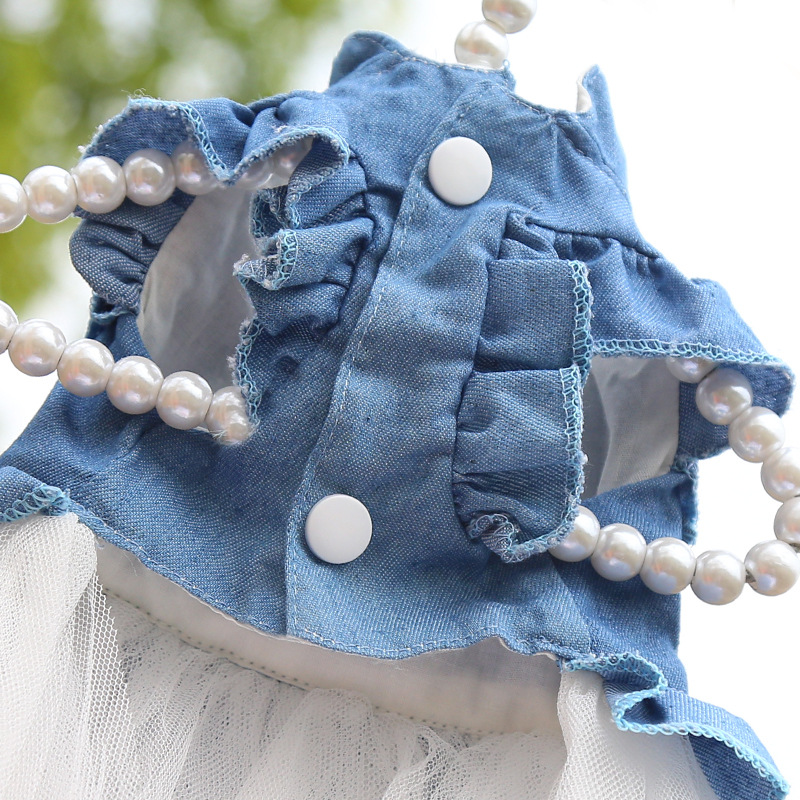 Falda vaquera a la para todas las estaciones, vestido para perro pequeño y mediano, disfraz rosa y blanco para perro, cachorro, gato, ropa de para fotos