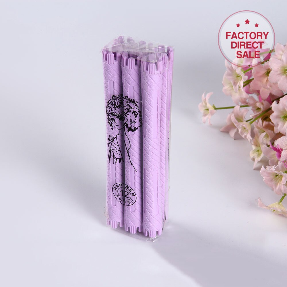 Rulos rizadores de pelo largo, varillas de permanente fría, barra ondulada, herramientas de peinado para peluquería, herramienta de bricolaje para el hogar, oferta UN720, 6 unids/lote por paquete: violet