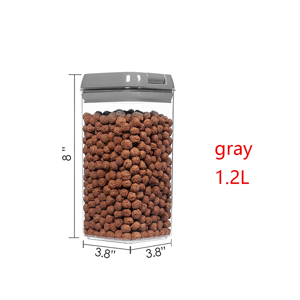 Airtight Plastic Storage Container,Cans for Bulk Cereals,Refrigerator Food Container Kitchen Multigrain Sealed Storage Jar: gray 1.2L