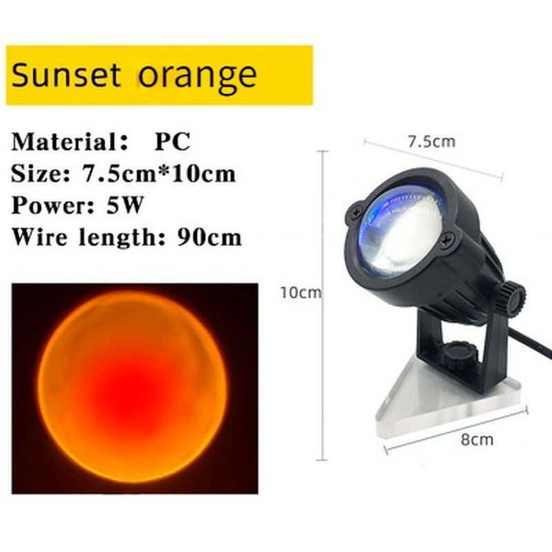 Sypialnia dla dzieci śliczna noc zachód słońca lampa projektora projektor tęcza zachód słońca atmosfera lampka nocna kawiarnia lampa projektora: Sunset pomarańczowy / USB