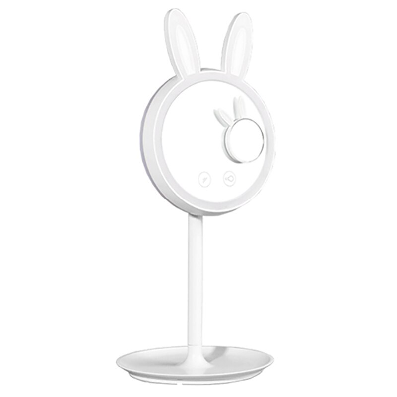 Kanin makeup spejl med tre lys lysende lampe opladning led makeup bordlampe soveværelse sengekant badeværelse spejl front lys: Hvid