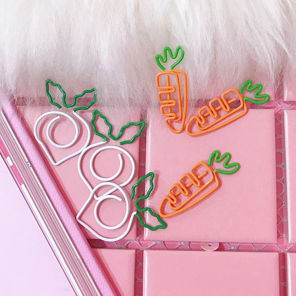 5 pièces Mignon Carotte Trombones Radis Blanc Modélisation Clip Mini Kawaii Signet Trombone Papeterie Bureau Fournitures Scolaires