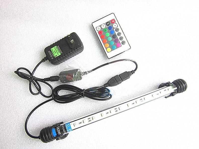 24key Remote controll 28cm 12leds 5050SMD Light Bar Submersible submarine lamp multicolor RGB Aquarium Fish Tank tube Waterproof