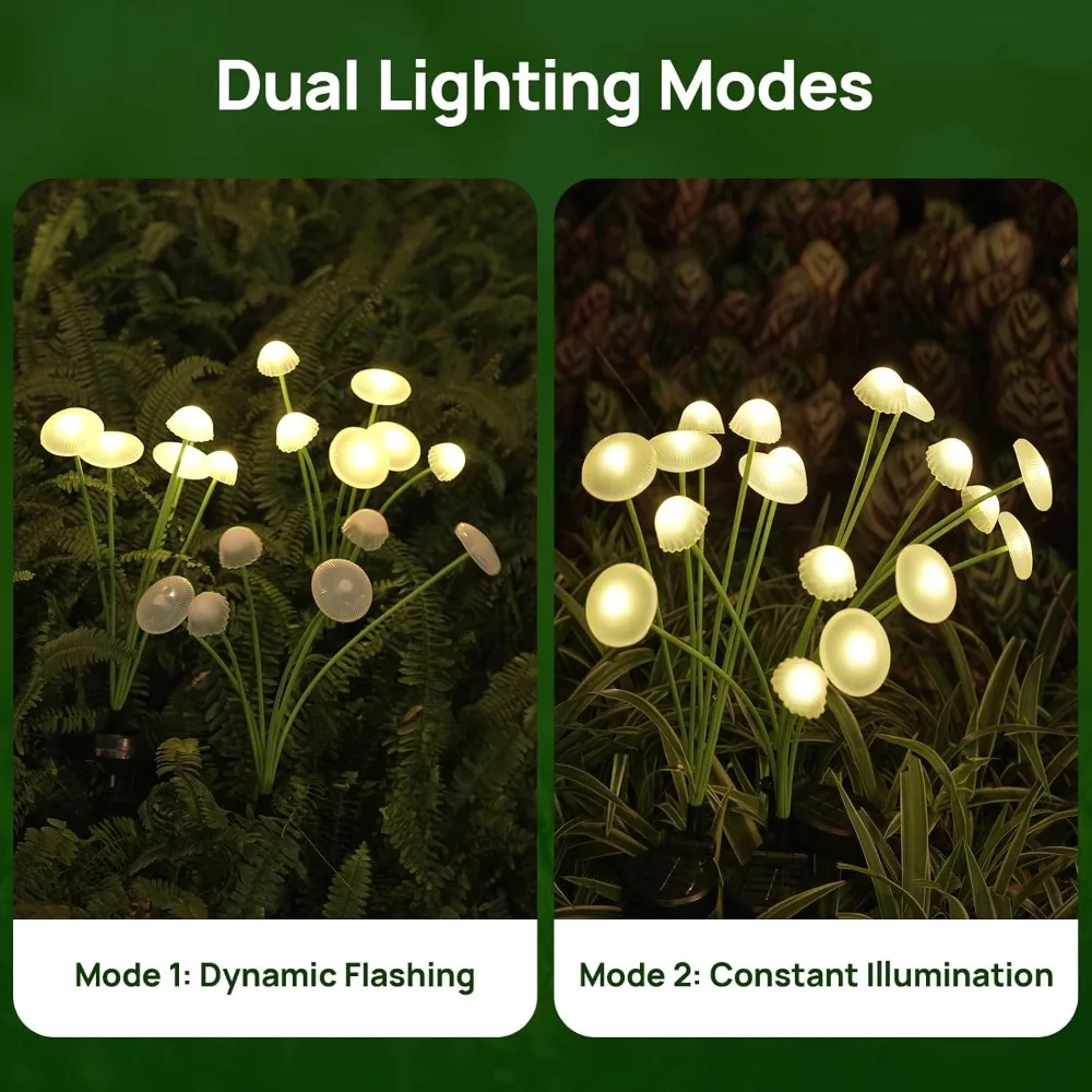 Solar Garden Lights Outdoor LED Solar Mushroom Lights Waterproof Decor Yard Patio Pathway Jellyfish for Garden Ambiance
