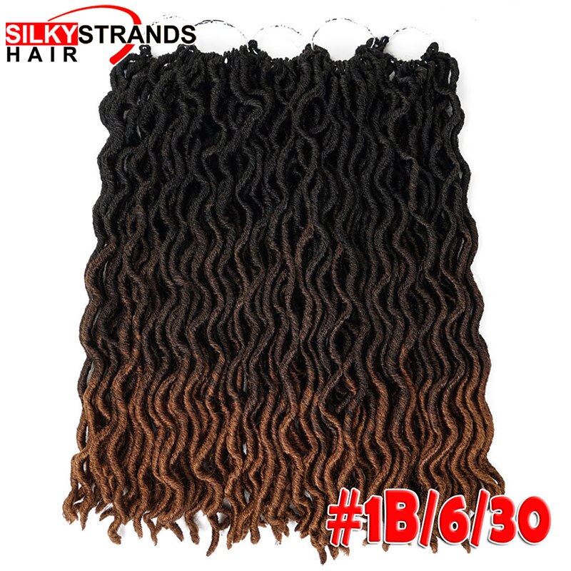20inch 24 Strands Ombre Faux Locs Curly Crochet Hair Kanekalon Dread Locs Synthetic Senegalese Twist Hair Extensions for Women: M1b/30# / 6Pcs/Lot