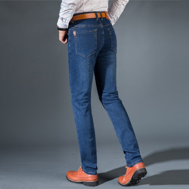 Heren jeans heren casual jeans slank recht hoge elasticiteit voeten jeans losse stretch lange broek heren denim broek