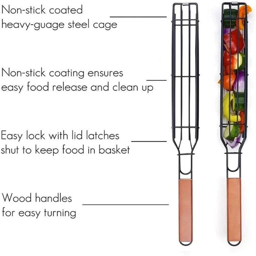 Mallas de malla de acero inoxidable para barbacoa, asador de pescado portátil, herramientas para cesto, accesorios de cocina Y5 #, 1/2 unidades