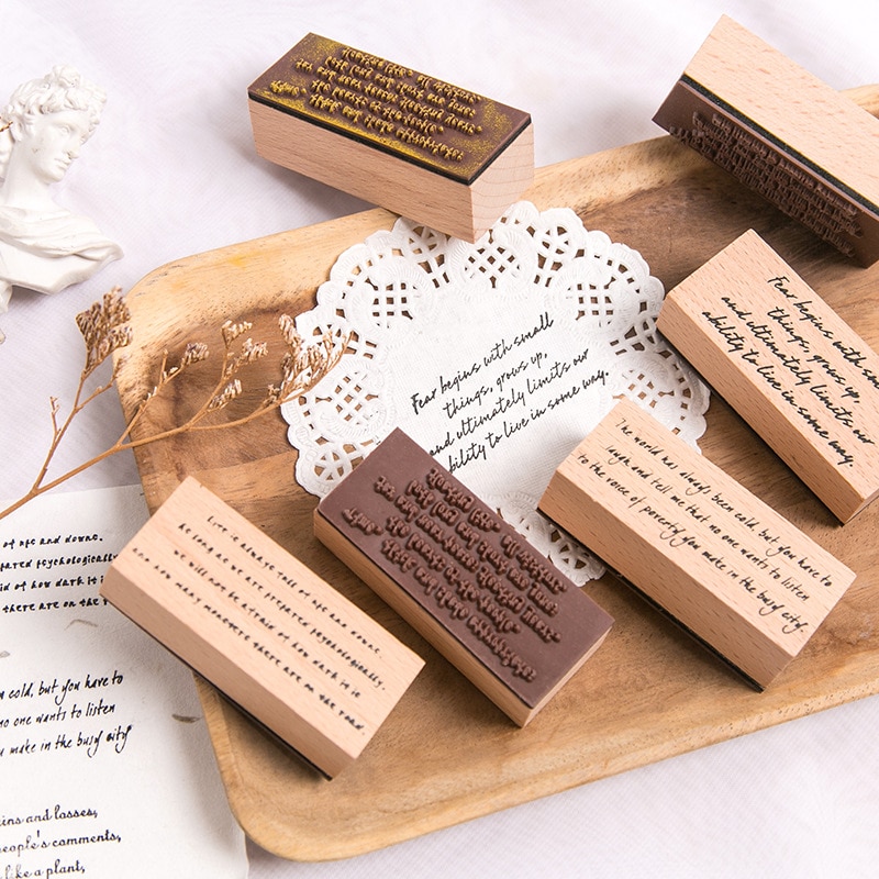 Jahrgang Phrase Englisch Serie Briefmarke DIY hölzern Gummi Briefmarken Pro Scrapbooking Schreibwaren Scrapbooking Standard Briefmarke