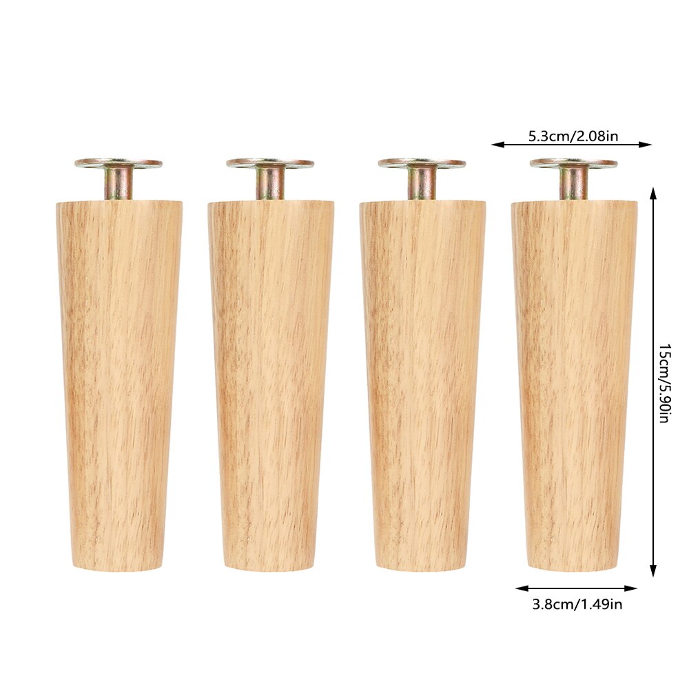 4pcs Furniture Feet Height 8/15/20CM Solid Wood Furniture Leg Inclined Cone Bed Cabinet Table Sofa Legs Chair Replacement Feet: Style2 X15cm