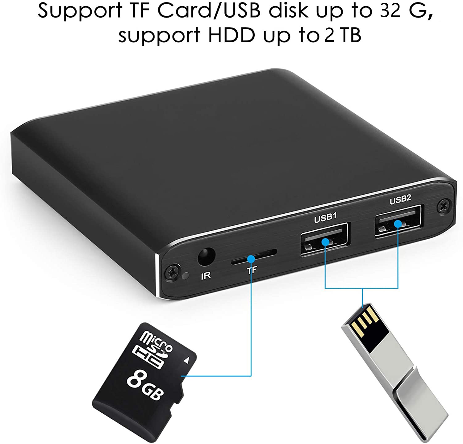 Mini 4K H.265 Advertising Player With TF/AV/HDMI/USB Disk 1080P Full HD Media Player Support Mouse Multimedia Players