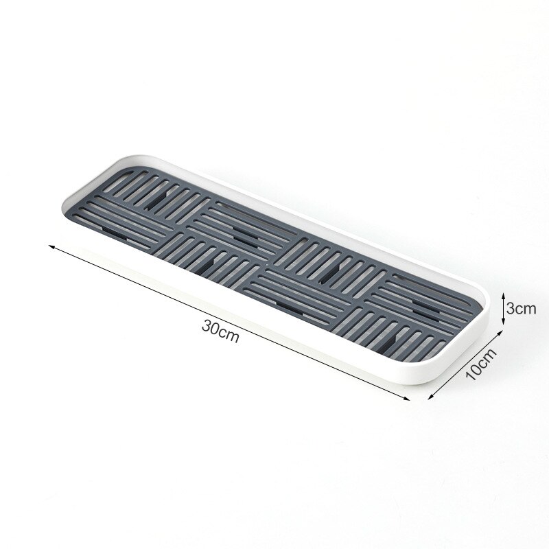 Kitchen Storage Drain Tray,Bottle Cup Bowl Cutlery Dish Drainer,Dish Drying Rack,Sponge Holder,Countertop Kitchen Sink Organizer: gray S