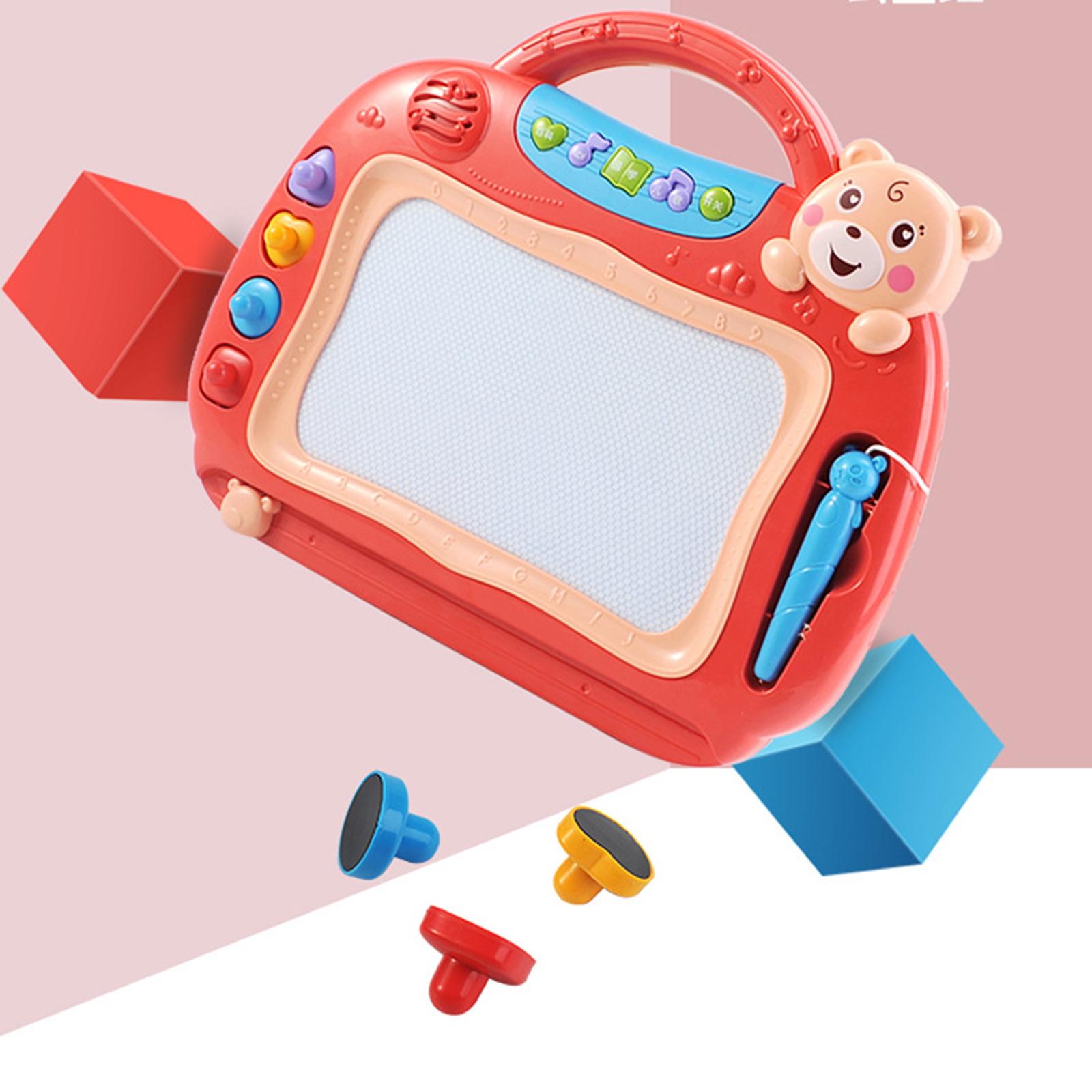 Magnetic Drawing Board with 4 Stamps and Magnet Pen for Boys Girls: Red