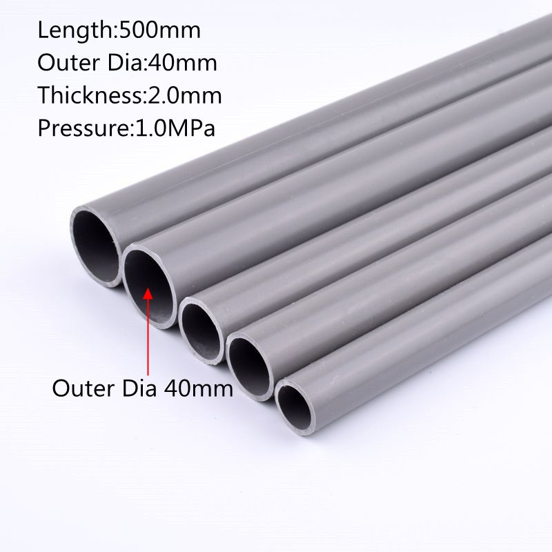 2pcs Length 50cm Outer Diameter 20~63mm PVC Grey Pipe Aquarium Fish Tank Tube Garden Irrigation Watering Fittings 50cm Long: Inner Dia40mm