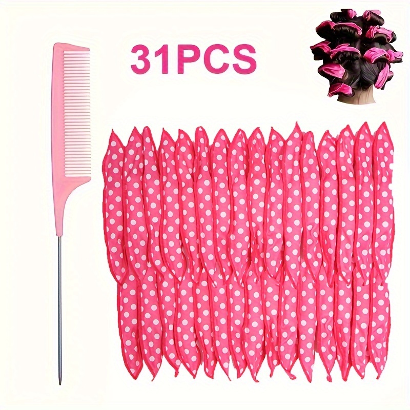 Bigodini flessibili senza calore: schiuma per il sonno notturno Rulli per capelli per dormire durante la notte per donne-Rulli per acconciature in spugna fai-da-te: Rosso