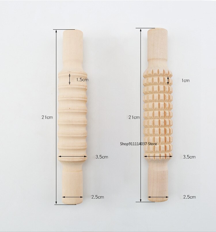 Rodillo de textura de madera para cerámica, herramientas prensadas de celosía a rayas, rodillo de barro en relieve, bricolaje