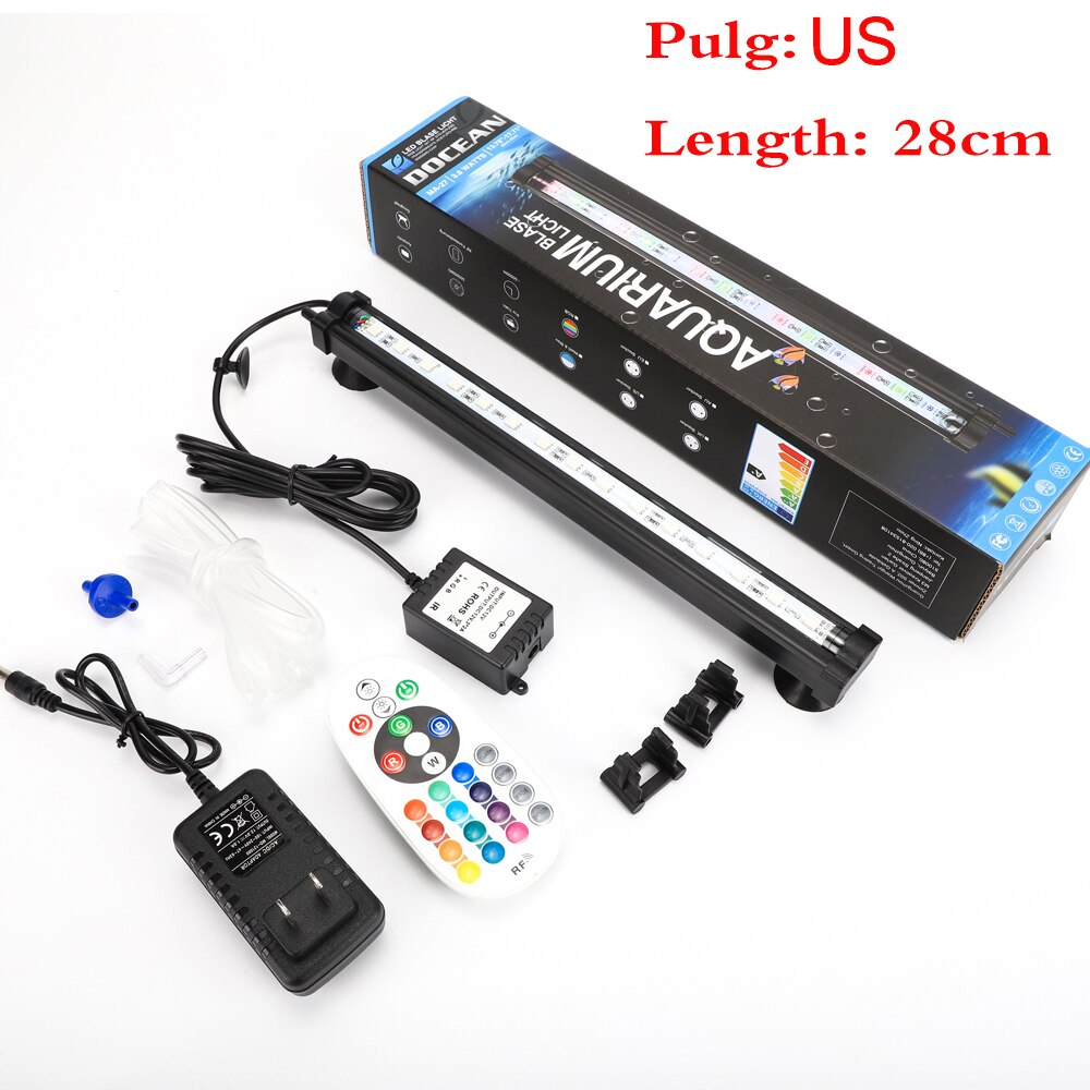 EU/US Plug 18-48CM 5050 RGB LED Aquarium Air Bubble Light Fish Tank Bar light Aquatic Submersible Lamp Waterproof RF Controller