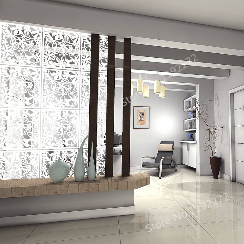 Wshyufei 12 stk. hvid hængende rumdeler lavet af miljømæssigt pvc, skillevægge paneler skærm til dekoration, spisning, hotel