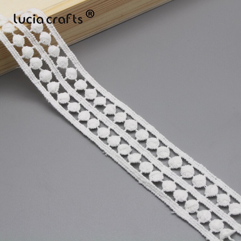 Lucia crafts 3 yards/parti hvidt hult bomuldsblonde stof trimbånd hovedbeklædning syning gør-det-selv beklædningsgenstand dekorationstilbehør  n0401