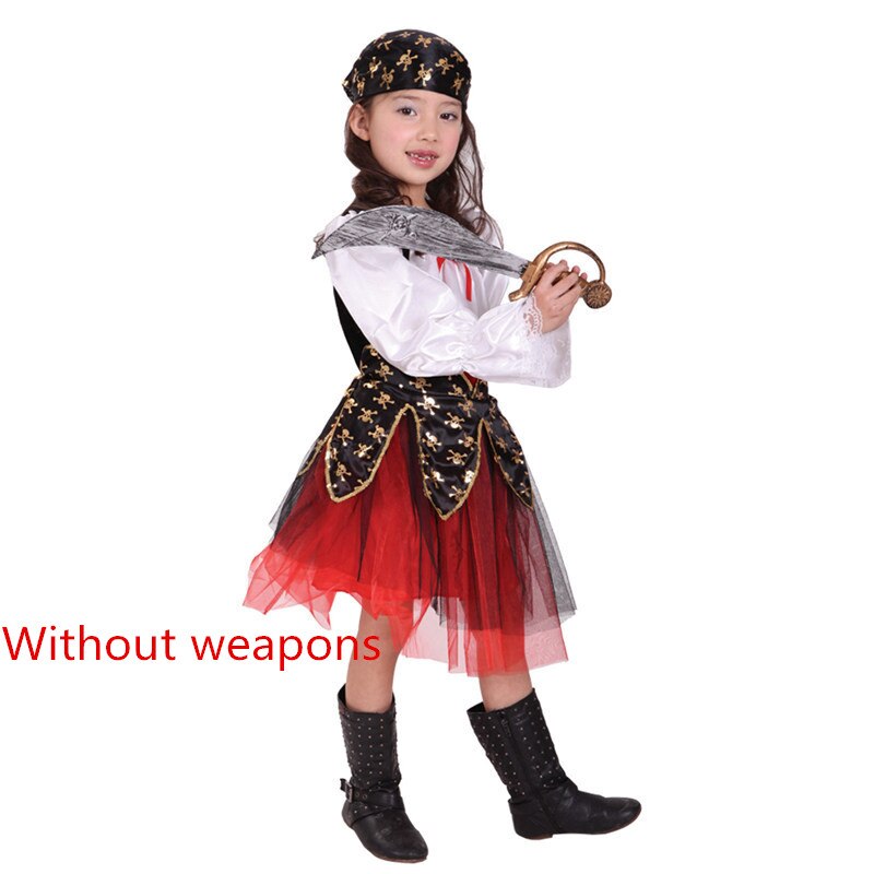 Halloween Luxus Pirate kostüme mädchen Kinder Kinder party cosplay kostüm für kinder kinder kleidung vollen satz Kopfschmuck kleid: girl pirate 2 / M