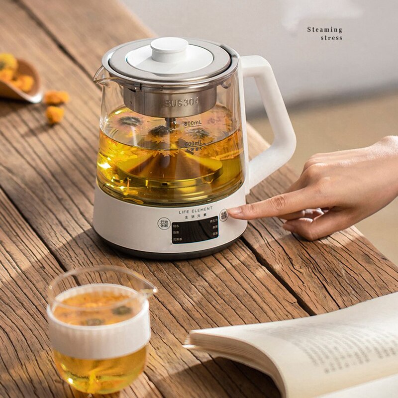 zk30 800ML Multifunction Electric Kettle Glass Health Pot Stew Porridge Slow Cooker Heater Water Heating Insulation Kettle