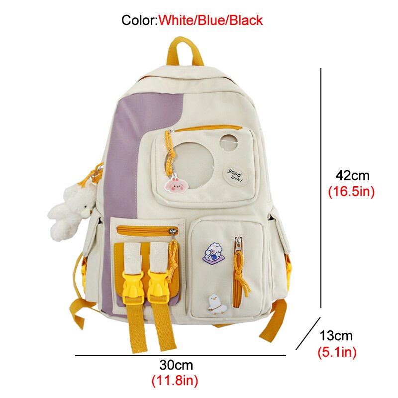 Dcimor Kawaii Waterdichte Nylon Vrouwen Rugzak Vrouwelijke Rugzak Voor Tienermeisjes Schooltas Transparant Pocket Student Boekentas