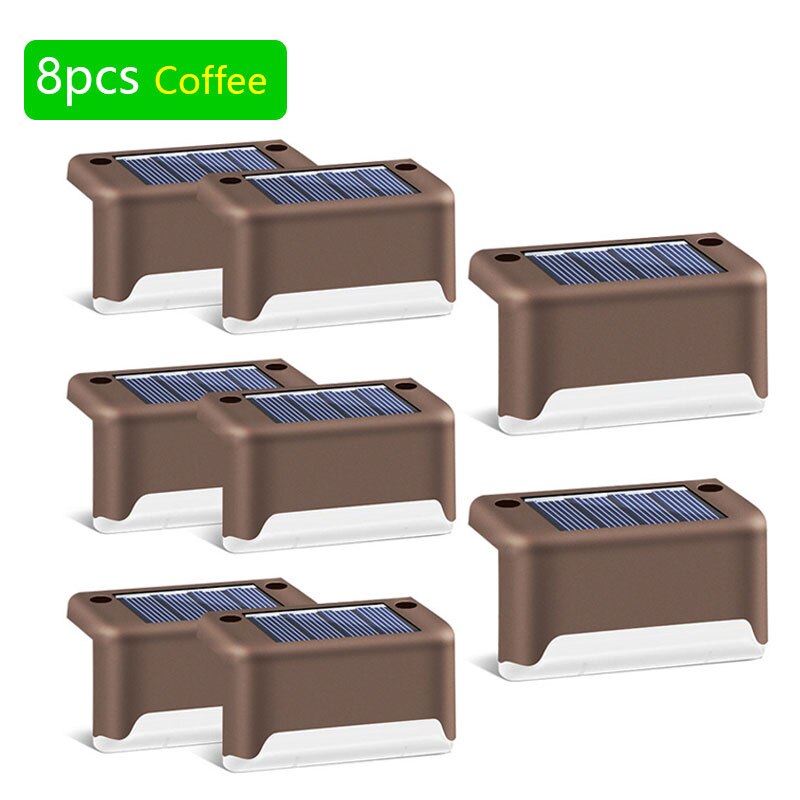 8/12 stuks zonne-terraslampen, tuin, landschap, trapverlichting, waterdichte wandlamp voor balkon, led-zonnehekverlichting: 8 stuks koffiekleur