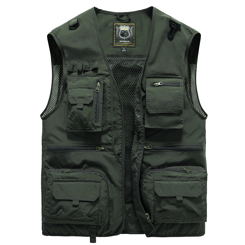 Chaleco con múltiples bolsillos para hombre, abrigo fino para fotografía, pesca, trabajo al aire libre, verano,