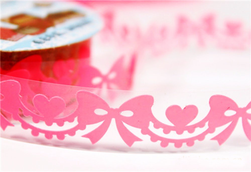 Cinta adhesiva decorativa para manualidades, cinta decorativa transparente con flores de encaje bonito, papel adhesivo, 3xrollo (Morado, blanco y verde)