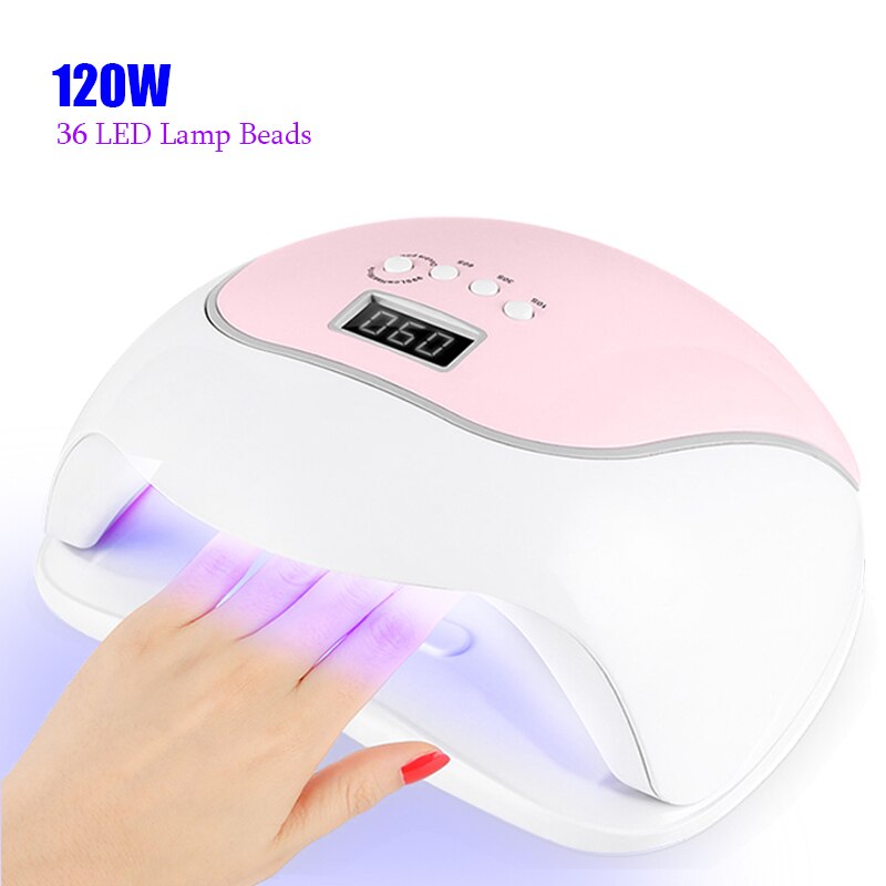 120W Nagel Trockner LED UV Lampe Für Trocknen NäGel 4 Timer 36 Lichter Gel Härtung Polnischen Manikübetreffend Automatische Sensor Nagel Kunst Maschine