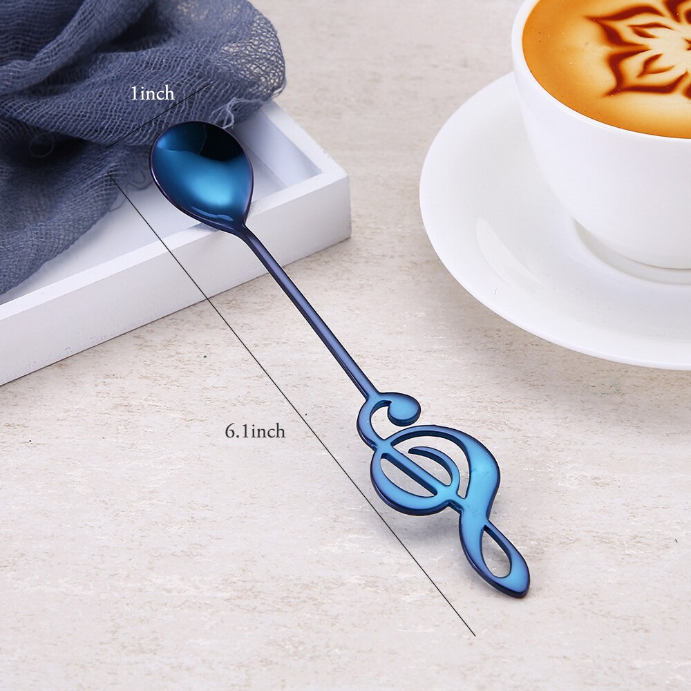 Rvs Koffielepels Spiegel Gepolijst Goud Muziek Symbool Dessert Lepel Koffie Bar Keuken Benodigdheden Thee Accessoires: Mirror blue