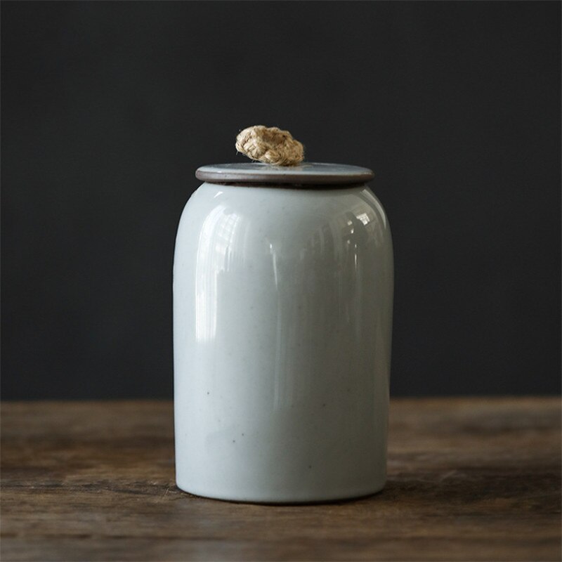 Japanese Ceramic Tea Caddies Coarse Pottery Moisture-proof Tea Canisters Sealed Storage Jar Food Container Retro Pu&#39;er Tea Box: F