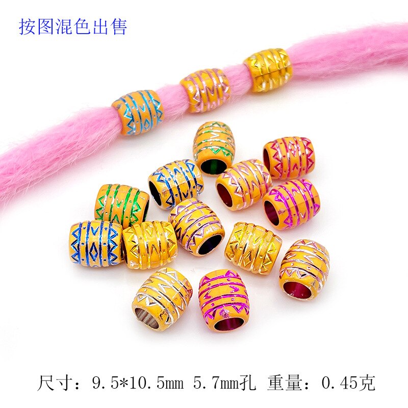 20 Stks/zak 14 Stijl Kleurrijke Big Hole Vintage Geschilderd Plastic Kralen Afrikaanse Haar Ringen Reggae Gevlochten Dreadlock Accessoires: L1100-4