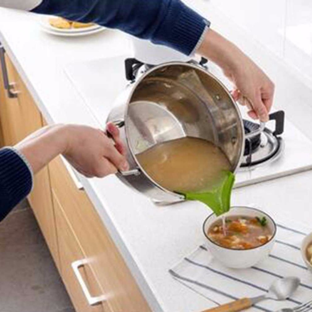 Embudo original antiderrame antideslizamiento de silicona para verter sopa y chorros para ollas, sartenes y tazones y tarros herramienta de cocina