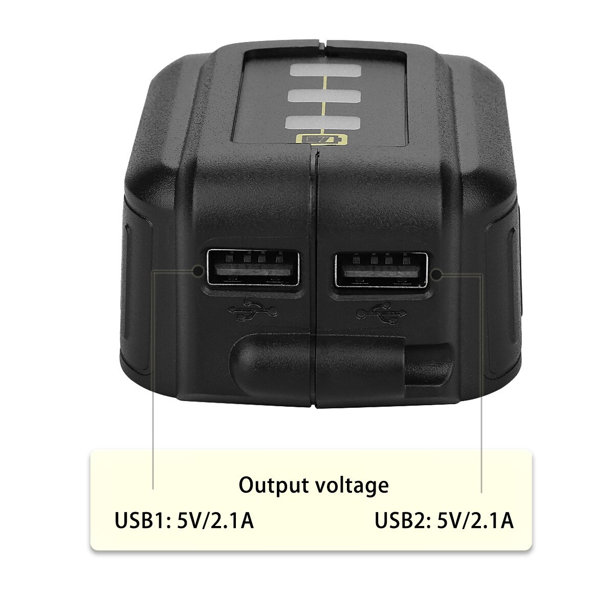 Dual USB DC 12V Port with LED Display Battery Converter Adapter for DEWALT 10.8-20V Li-Ion Battery