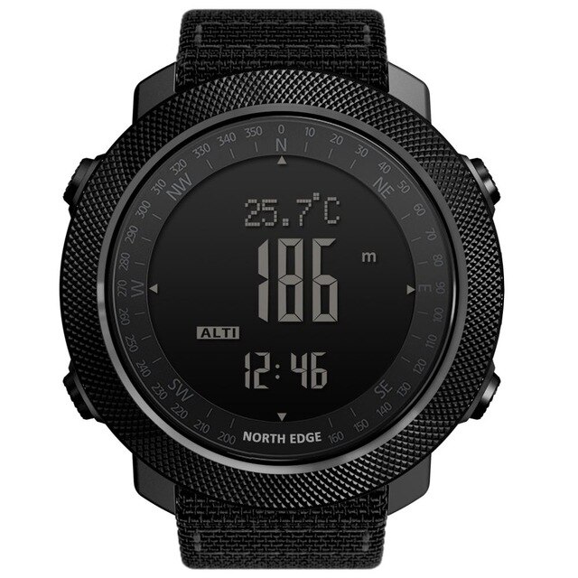 Noord Rand Mannen Sport Horloges Hoogtemeter Barometer Kompas Thermometer Stappenteller Wereldtijd Horloges Digitale Running Wandelen Horloges: APACHE Black