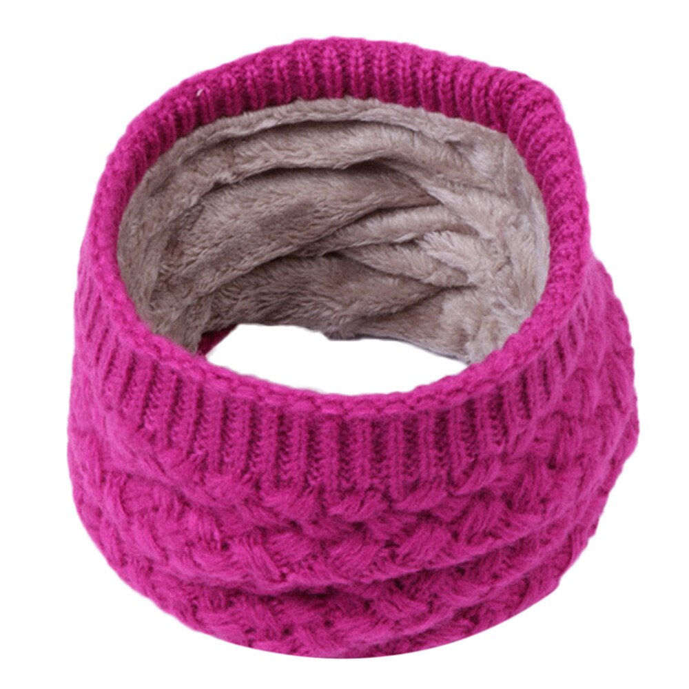 3-15 years KIDS Winter Scarf For Children Knitted Baby Ring Scarf Children Scarf Neck Cotton Thickened Collar Scarves For Girl: Hot Pink