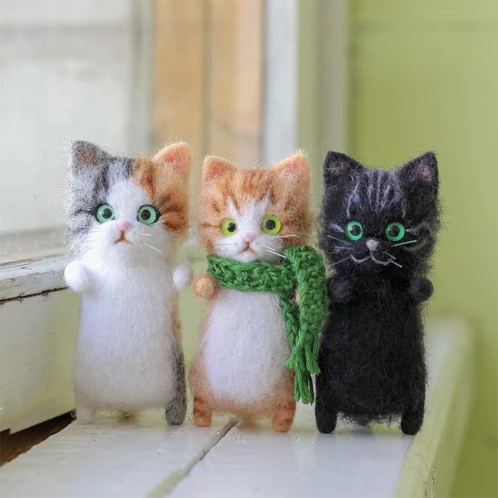 Non-finished Wool Felt Needle Poked Kitting Diy Cute Handmade Decor Wool Pets Toy Package Felting Animal W0q0