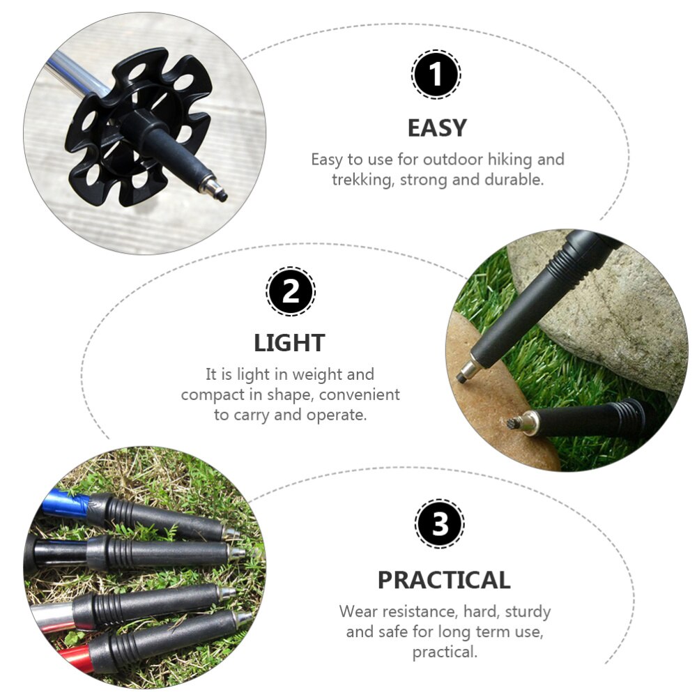 4pcs Trekking Poles Hiking Gear Sticks Accessories Carbon Tungsten Steel Tips