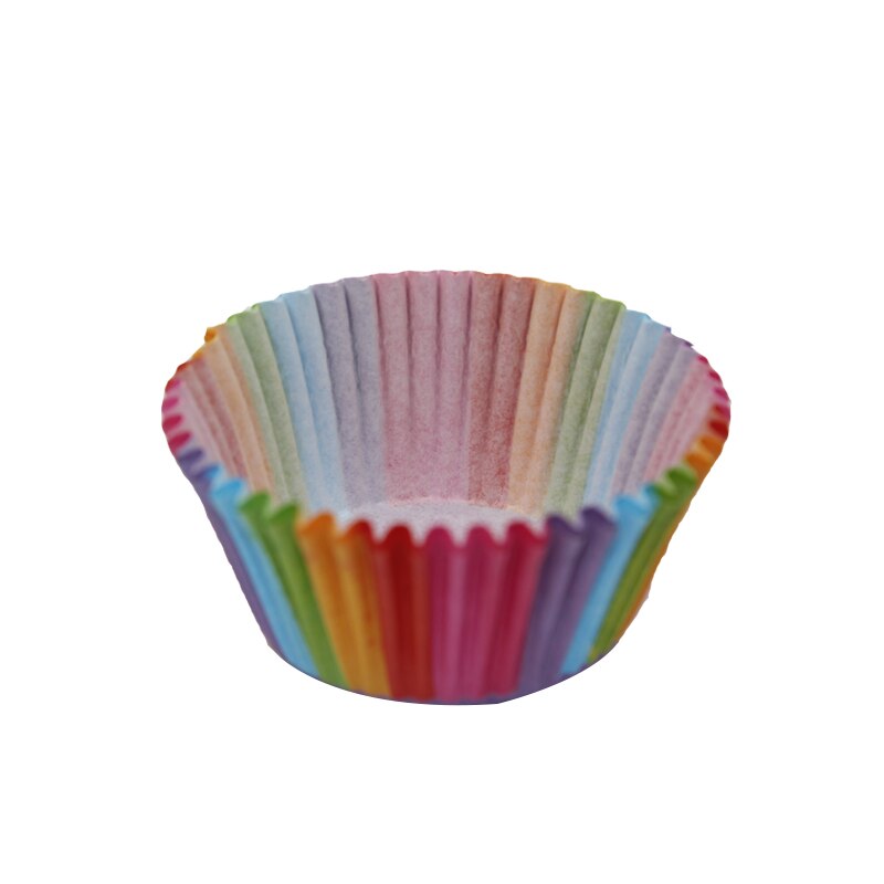 100 stuks kleurrijke regenboog papieren cake cupcakevormpjes bakvorm muffindoos vormpjes feestschaal cakevorm decoratiegereedschap 11