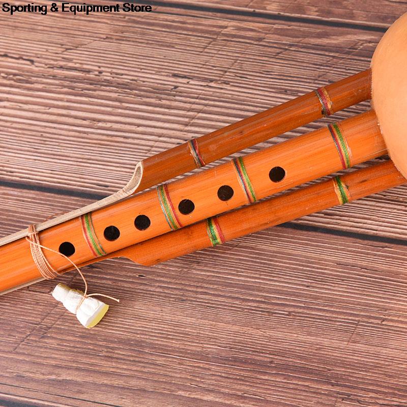 Kinesisk håndlavet hulusi brun bambus kalebasser cucurbit fløjte etnisk c nøgle til begyndere musikelskere musikinstrument