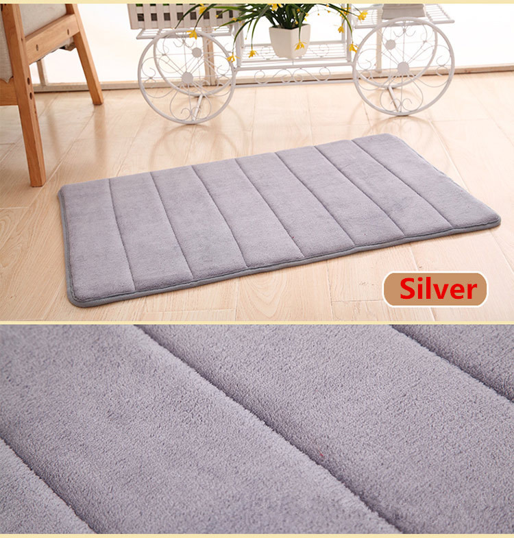 Badmatten Water Absorberende Non Slip Douche Mat Tapijt Zachte Absorberende Memory Foam Badmat Antislip Coral Fleece mat Badkamer: Silver grey