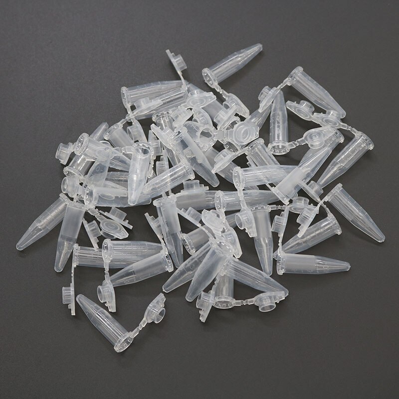0.5ML=50pcs Transparent Plastic Tip Test Tube Centrifuge Management Unit Laboratory Sample Container Lid School Stationery
