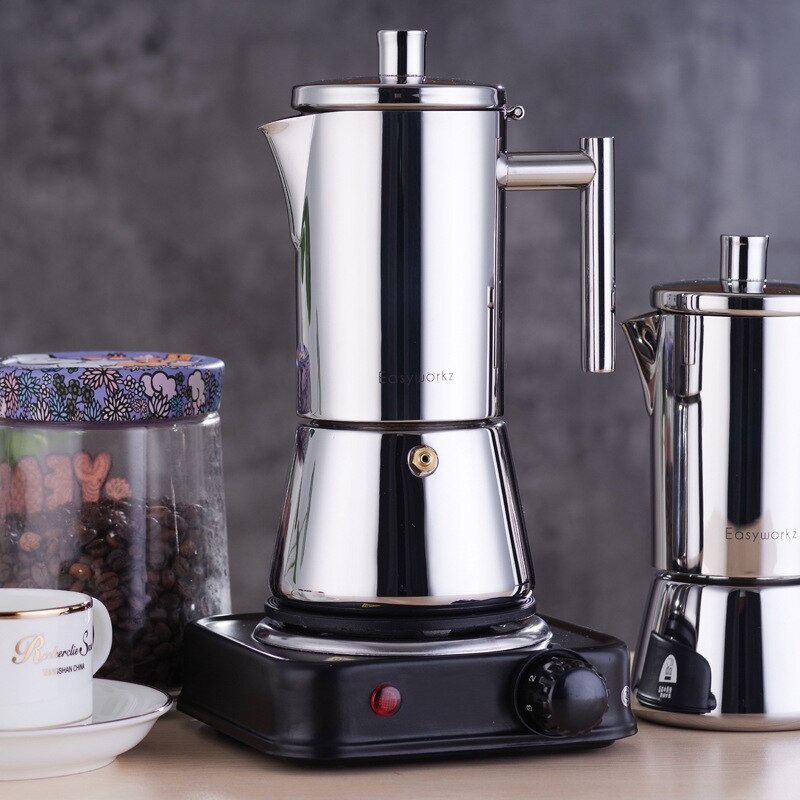 ZK30 300ml Coffee Maker 304 Stainless Steel Cafetera Italiana Moka Pot Cafe Espresso Machine Stovetop Filter Coffee Kettle