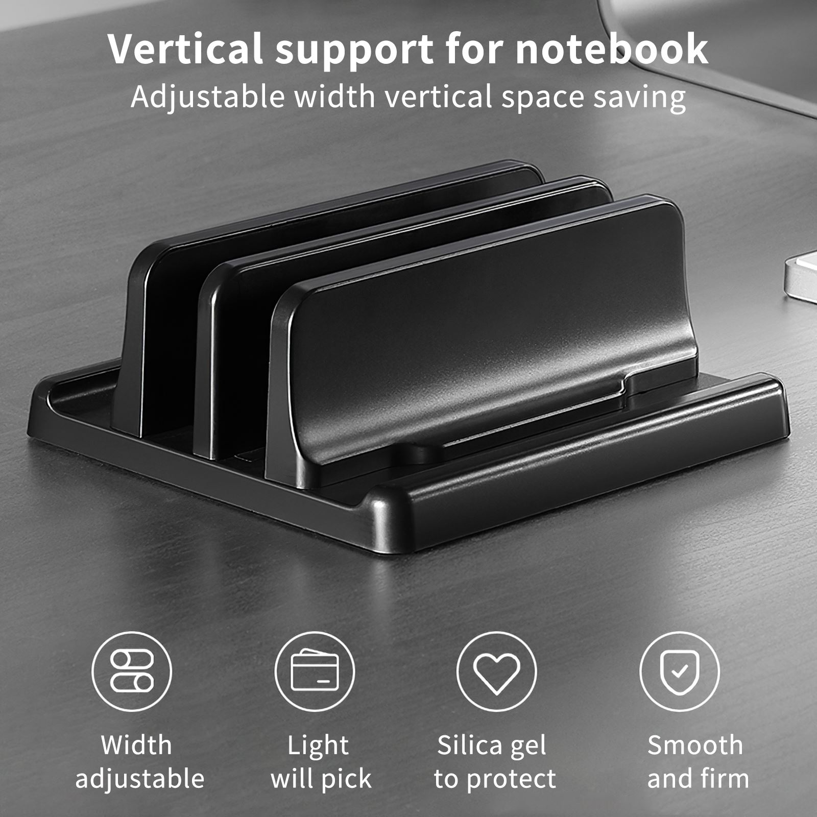 Vertical Laptop Stand For Macbook Air Pro 13 15 16 Desktop Aluminum Stand With Adjustable Dock Size For Notebook Stand