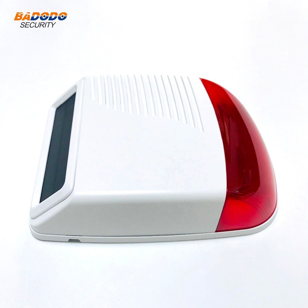 outdoor waterproof wireless solar powered strobe siren alarm light sound siren alarm for WiFi GSM home alarm system 433MHz