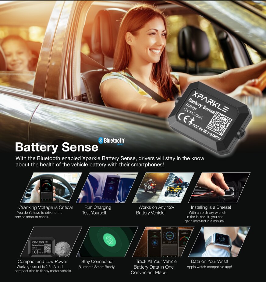 BVM01 tester Batteria auto 12 volt tenere sotto controllo di saluto Della Batteria Della Batteria Del Veicolo tester Senso attraverso Bluetooth 4.0 per tutti i 12 V auto